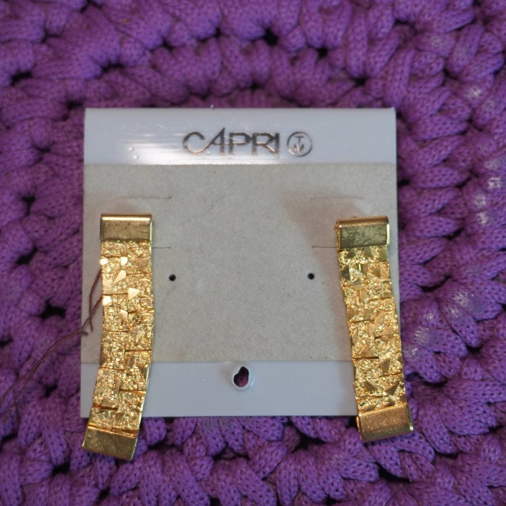 Capri Vintage Womens Pierced Dangle Gold Rectangle Casual Formal Earrings